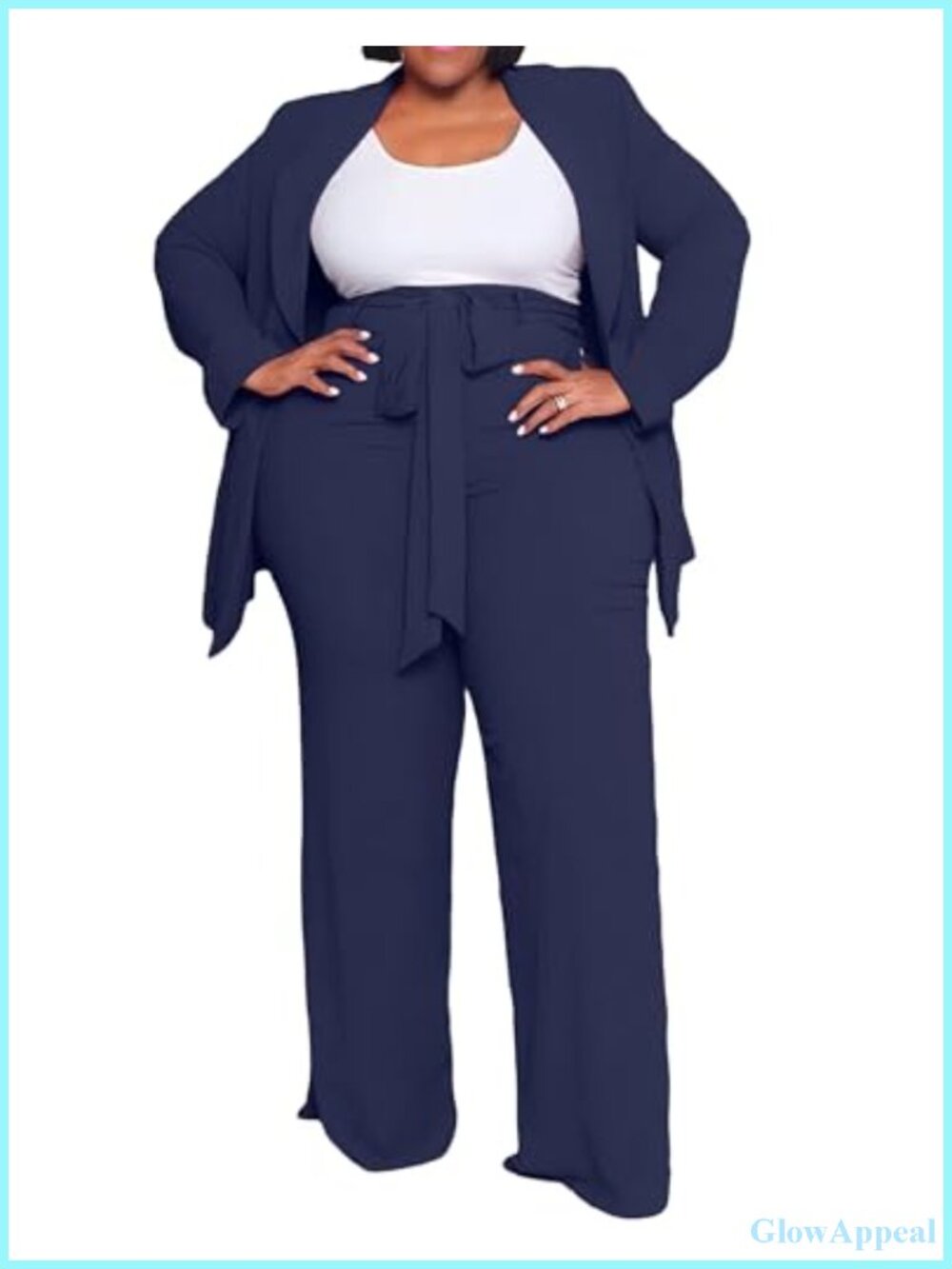 Plus Size Business Suit Pants Set Blazer Two Piece Office Outfit